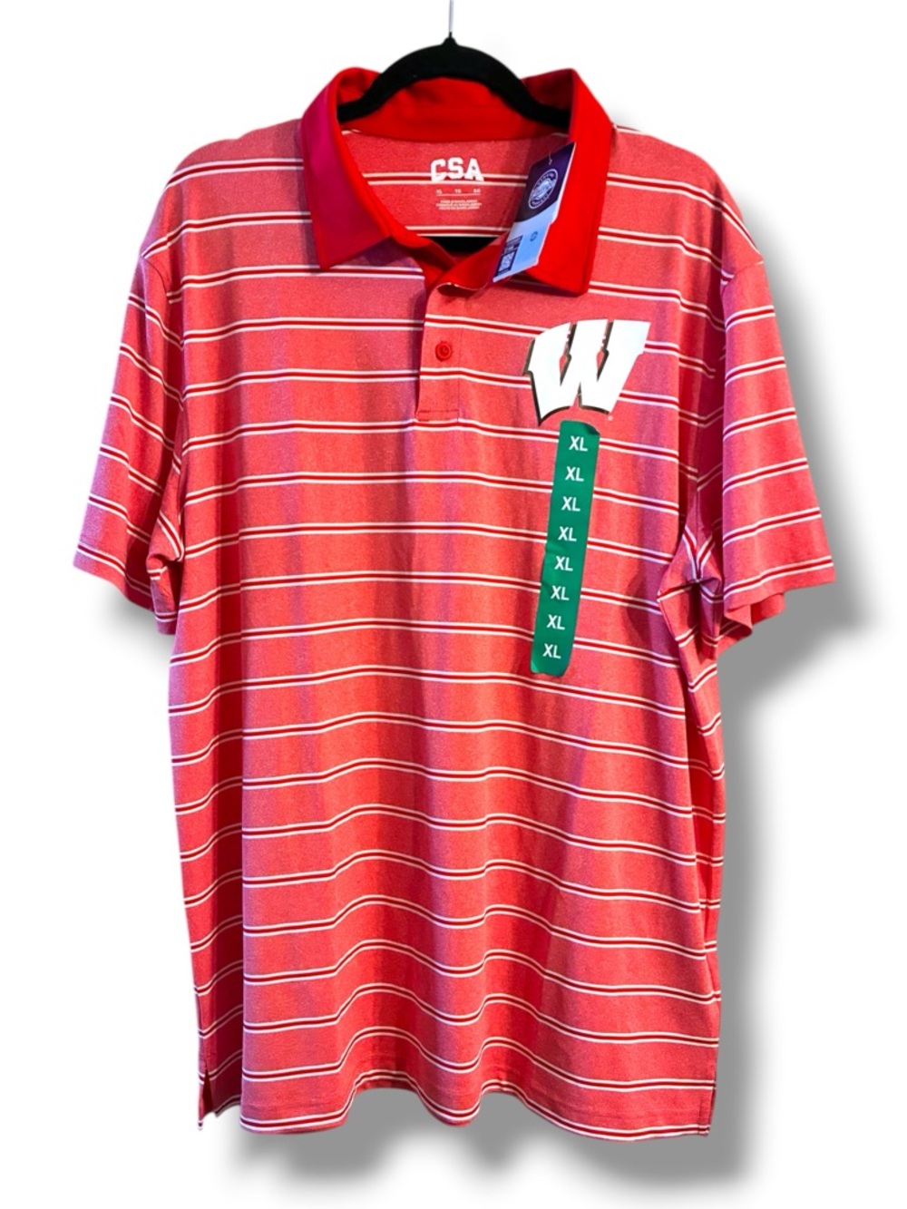 🏈 Wisconsin Badgers Polo Shirt XL Red Striped NCAA Golf NWT